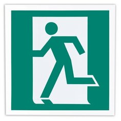 Знак эвакуационный "Выход здесь (левосторонний)", 200х200 мм, самоклейка, фотолюминесцентный, Е 01-01, 3 шт. Foliant