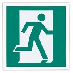 Знак эвакуационный "Выход здесь (правосторонний)", 200х200 мм, самоклейка, фотолюминесцентный, Е 01-02, 3 шт. Foliant