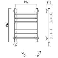Электрический полотенцесушитель Роснерж Трапеция L208010 60x50 групповой, ЛЕВЫЙ ТЭН
