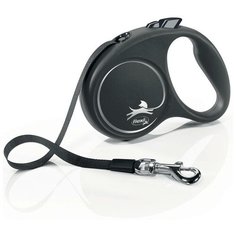 Поводок-рулетка Flexi Black Design cord XS 3m 8 kg Серебряный