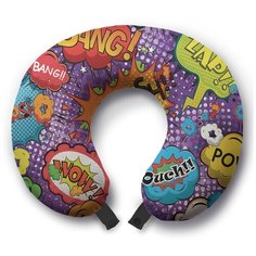 Подушка для шеи Ambesonne Комиксные звуки, фиолетовый