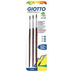 Набор кистей GIOTTO Serie 400, пони, круглые, с короткой ручкой, 3 шт.