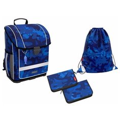 Ученический ранец с пластиковым дном ErichKrause® ErgoLine® 16L Sea Camo с наполнением