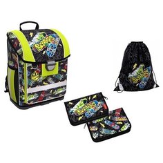 Ученический ранец с пластиковым дном ErichKrause® ErgoLine® 16L Neon Skate с наполнением