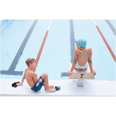 Тапочки для бассейна для мальчиков SLAP 500, размер: 33/34, цвет: Синий Графит/Королевский Синий/Неоновый Светло-Оранжевый NABAIJI Х Декатлон Decathlon