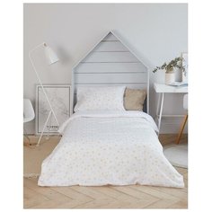 Постельное белье 1.5-спальное Этель Золотые звезды, мако-сатин, 50 х 70 см, белый