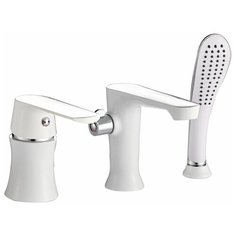 Haiba Смеситель для ванны встраиваемый, на 3 отверстия, с аксессуарами, керам.карт,35мм белый/хром HB80804