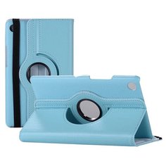 Чехол-подставка MyPads для Huawei MediaPad T3 8.0 LTE (KOB-L09/W09) на пластиковой основе кожаный поворотный роторный оборотный с трансформацией в подставку голубой