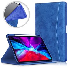 Чехол-обложка MyPads для iPad Air 4 (2020) 10.9 тонкий умный кожаный на пластиковой основе с трансформацией в подставку синий