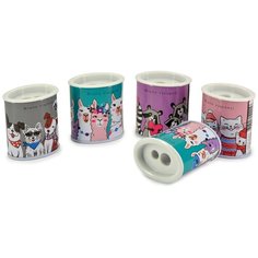 Точилка металлическая с контейнером "HAPPYSHARP", с двумя отверстиями (4 ВИДА) Bruno Visconti