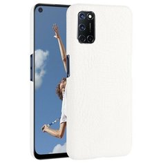 Чехол-накладка Mypads на OPPO A72/ OPPO A52 / OPPO A92s элегантный тонкий на пластиковой основе с дизайном под кожу крокодила белый