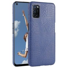 Чехол-накладка Mypads на OPPO A72/ OPPO A52 / OPPO A92s элегантный тонкий на пластиковой основе с дизайном под кожу крокодила синий