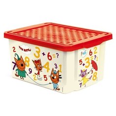 Контейнер Little Angel Три кота Обучайка Считай 40.5X30.5X21 см белый/красный