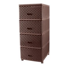 Бельевой комод Dunya Plastik Плетеный 4 ящика 04054 коричневый