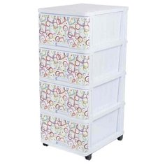 Бельевой комод Dunya Plastik Пластиковый с рисунком 4 ящика геометрия