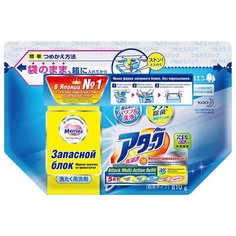 Стиральный порошок концентрированный, универсальный с активным кислородом и кондиционером KAO Attack Multi-Action, сменный блок, 720 г КАО