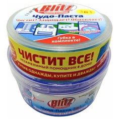 Чудо-паста Blitz 3 в 1 с губкой, средство для чистки сантехники, кафеля, плит, противень, духовок, обуви, 400 г