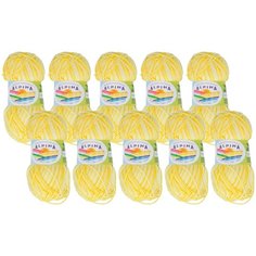 Пряжа Alpina Katrin, 100 % хлопок, 50 г, 140 м, 10 шт., №046 св.желтый-яр.желтый