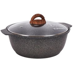 Кастрюля-жаровня KUKMARA Granit ultra original литая 4,0 л со стеклянной крышкой