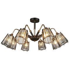 Люстра потолочная 8*60Вт E27 MD.4050-8-S BK+FGD Imex