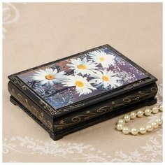 Шкатулка «Герберы», 10×14 см, лаковая миниатюра 2566817 Сима ленд