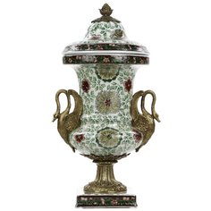 Ваза Ninfea 21x17x39см под старину из фарфора с бронзой ГЛАСАР