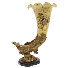 Ваза Рог Glasar 38x25x50см под старину из фарфора с бронзой ГЛАСАР