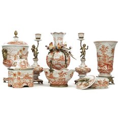 Ваза Nile 18x18x30см под старину из фарфора с бронзой ГЛАСАР