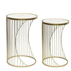 Столики интерьерные с белым мрамором, набор 2 пр. ГЛАСАР