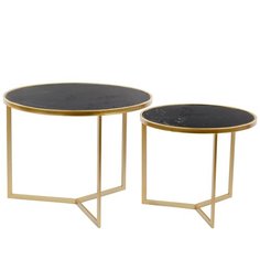 Столики журнальные с черным мрамором, набор 2 предмета ГЛАСАР