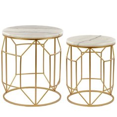 Столики интерьерные с белым мрамором, набор 2 предмета ГЛАСАР