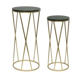 Столики приставные с зелёным мрамором, набор 2 предмета ГЛАСАР