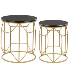 Столики интерьерные с чёрным мрамором, набор 2 предмета ГЛАСАР