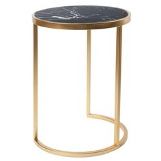 Столик интерьерный с чёрным мрамором 32x32x43 см ГЛАСАР