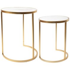 Столики интерьерные с белым мрамором, набор 2 предмета 40x40x50 см ГЛАСАР