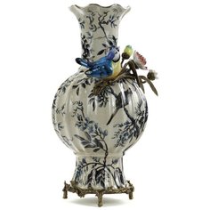 Ваза с птицей 25x20x38см под старину из фарфора с бронзой ГЛАСАР