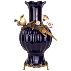 Ваза с птицей Noble 25x20x38см под старину из фарфора с бронзой ГЛАСАР