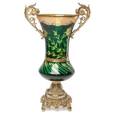 Ваза стеклянная "Imperial Bohemy", зеленая 26х17х43см ГЛАСАР