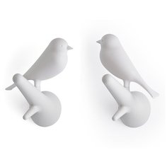 Вешалки настенные sparrow, 2 шт., белые Qualy