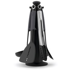 Набор из 6 кухонных инструментов elevate с щипцами на подставке серый Joseph Joseph