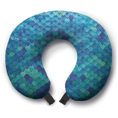 Подушка для шеи Ambesonne Мелкие чешуйки, синий/зеленый