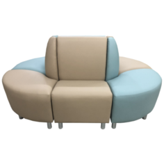 Диван, Мягкий офис, Блюз шестиместный Экокожа комплект, бежевый