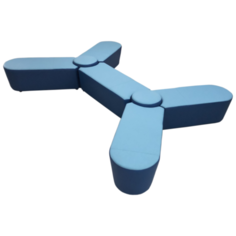 Диван, Мягкий офис, Органика многоместный Экокожа комплект, голубой