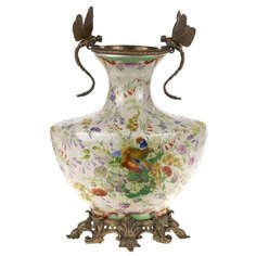 Ваза Стрекозы Glasar 30x23x42см под старину из фарфора с бронзой ГЛАСАР