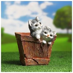 Фигурное кашпо "Ящик с котятами" Н-21см, D-13см 1134651 Хорошие сувениры