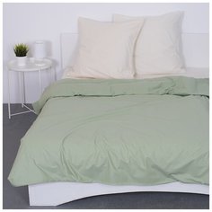 Постельное белье Вселенная текстиля, Поплин, Хлопок, цвет Фисташка, Евро с 2-мя нав. 70х70 см