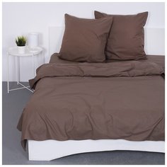 Постельное белье Вселенная текстиля, Поплин, Хлопок, цвет Мокко, Семейный с 2-мя нав. 70х70 см