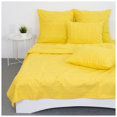 Постельное белье из перкаля, Вселенная текстиля, 2049311 Эко 11 желтый 2-х сп с евро простыней