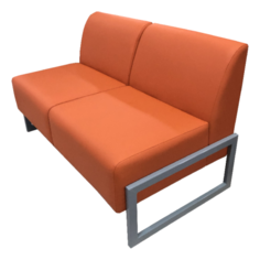 Диван Премьер двухместный из натуральной кожи натуральная черный Мягкий офис