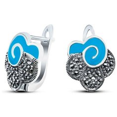 Silver WINGS Серьги с эмалью и марказитами из серебра 220021n-39-257
